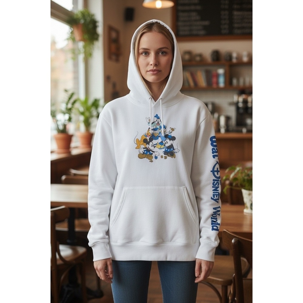Disney Parks Hanukkah Mickey Mouse & Friends White Hoodie Walt Disney World M